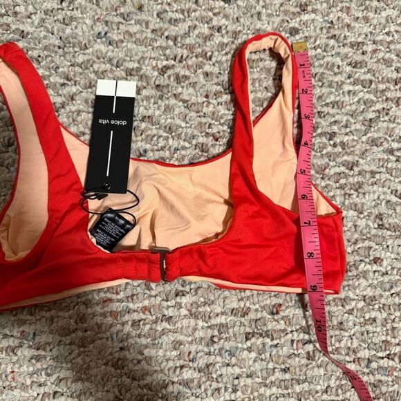NWT DOLCE VITA Knot Crop Bikini Swim Top Cherry Red- Size XS - Picture 5 of 7